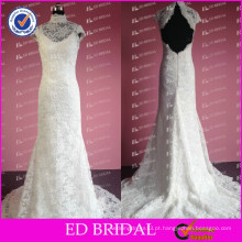 New Fashion Real Fotos Lace Appliqued High Neck Wedding Gowns